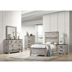 Picket House Furnishings - Adam Twin Panel 4PC Bedroom Set in Gray - MC300TB4PC