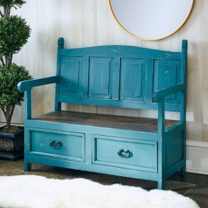 Picket House Furnishings - Archer Storage Bench in Turquoise - MAAX100MBN
