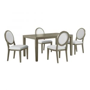 Picket House Furnishings - Armes 5PC Standard Height Dining Set in Grey-Rectangular Table and Four Round Back Chairs - D-3690-6-DTSC2-5PC