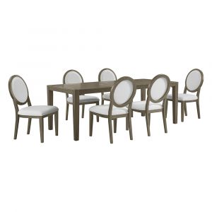 Picket House Furnishings - Armes 7PC Standard Height Dining Set in Grey-Rectangular Table and Six Round Back Chairs - D-3690-6-DTSC2-7PC