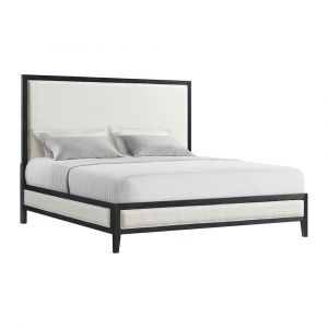 Picket House Furnishings - Armes  King White Fabric Panel Bed with Low Footboard in Black - B-3690-8W-KB1