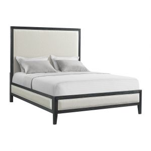 Picket House Furnishings - Armes Queen White Fabric Panel Bed with Low Footboard in Black - B-3690-8W-QB1