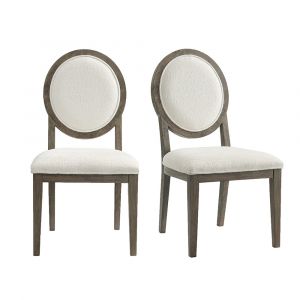 Picket House Furnishings - Armes Round Back Dining Chair With Boucle White in Grey (Set of 2) - D-3690-6-SC2