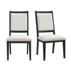 Picket House Furnishings - Armes Square Back Dining Chair with Boucle White Fabric in Black (Set of 2) - D-3690-8-SC1