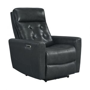 Picket House Furnishings - Astro Power Recliner with Power Headrest & USB in Jazz Charcoal - U-7090-8970-105PP