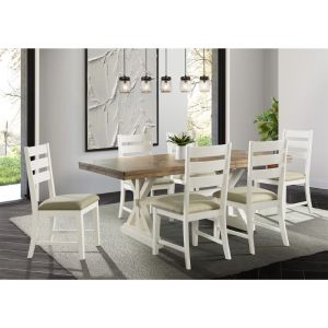 Picket House Furnishings Barrett Rectangle 5pc Dining Set-Table and Four Chairs In Natural/White - DPK100RK5PC