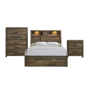 Picket House Furnishings - Beckett Full Bookcase Panel 3PC Bedroom Set with Bluetooth - BY520FB3PC