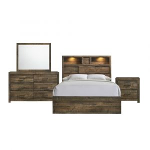 Picket House Furnishings - Beckett Full Bookcase Panel 4PC Bedroom Set with Bluetooth - BY520FB4PC
