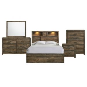 Picket House Furnishings - Beckett Full Bookcase Panel 5PC Bedroom Set with Bluetooth - BY520FB5PC