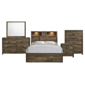 Picket House Furnishings - Beckett King Bookcase Panel 5PC Bedroom Set with Bluetooth - BY520KB5PC