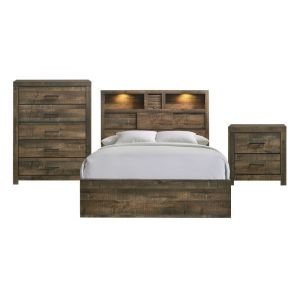 Picket House Furnishings - Beckett Queen Bookcase Panel 3PC Bedroom Set with Bluetooth - BY520QB3PC