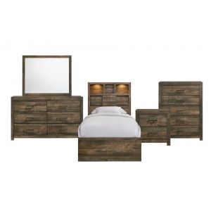 Picket House Furnishings - Beckett Twin Bookcase Panel 5PC Bedroom Set with Bluetooth - BY520TB5PC