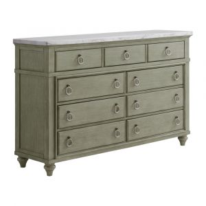 Picket House Furnishings - Bessie 9-Drawer Dresser w/ White Marble Top in Grey - B-10190-DR