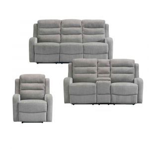 Picket House Furnishings - Bexley 3PC Living Room Set in Whiskers Nature Grey-Sofa, Loveseat & Recliner - U-5260-8650-3PC