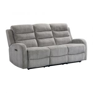 Picket House Furnishings - Bexley Power Motion Sofa with Power Motion Head Recliner in Whiskers Nature Grey - U-5260-8650-305PP