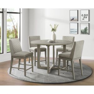 Picket House Furnishings - Calderon Round 5PC Counter Height Dining Set in Grey-Table & Four Diamond Back Chairs - D.12040.C3.5PC