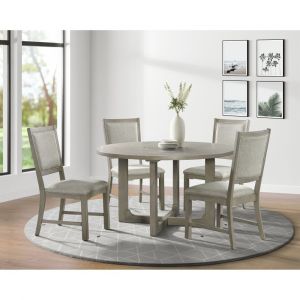 Picket House Furnishings - Calderon Round 5PC Dining Set in Grey-Table & Four Chairs - D.12040.D5PC