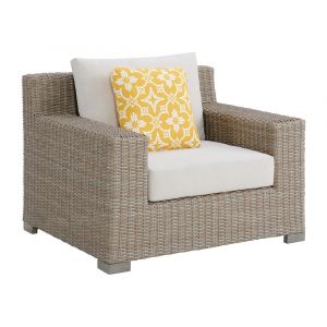 Picket House Furnishings - Camal Chair - Tan and Olefin White Cream with 1 Yellow Pillow - O-10880-10310-100