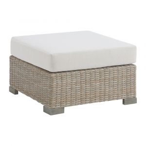 Picket House Furnishings - Camal Ottoman - Tan and Olefin White Cream - O-10880-10310-000