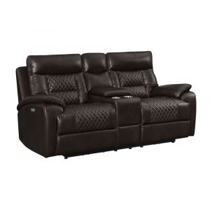 Picket House Furnishings - Campo Power Motion Loveseat with Power Motion Head Recliner & Console in Pebble Brown - U-4760-8200-285PP