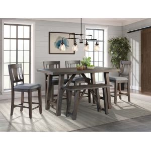Picket House Furnishings - Carter Counter Height 6PC Dining Set-Table, Four Chairs & Bench - DCS100C6PC