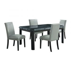 Picket House Furnishings - Celine 5PC Dining Set- Table & Four Grey Faux Leather Chairs - CFC300GGPU5PC