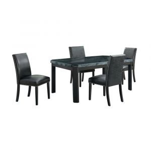 Picket House Furnishings - Celine Rectangular 5PC Black PU Chairs Dining Set-Table & Four Chairs - CFC300GBPU5PC