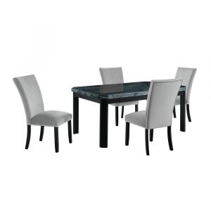 Picket House Furnishings - Celine Rectangular 5PC Grey Velvet Chairs Dining Set-Table & Four Chairs - CFC300GGV5PC