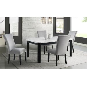 Picket House Furnishings - Celine White Marble 5PC Dining Set-Table & Four Gray Velvet Chairs - CFC300GY5PC