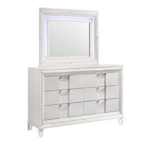 Picket House Furnishings - Charlotte 6-Drawer Dresser w/ Mood Lighting Mirror in White - TN700DRMR