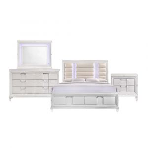 Picket House Furnishings - Charlotte King Storage 4PC Bedroom Set in White - TN700KB4PC