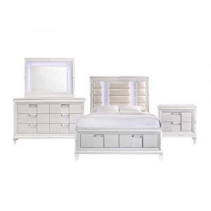 Picket House Furnishings - Charlotte Queen Storage 4PC Bedroom Set in White - TN700QB4PC