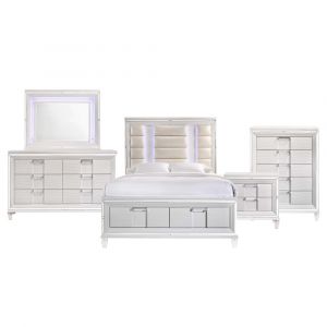 Picket House Furnishings - Charlotte Queen Storage 5PC Bedroom Set in White - TN700QB5PC