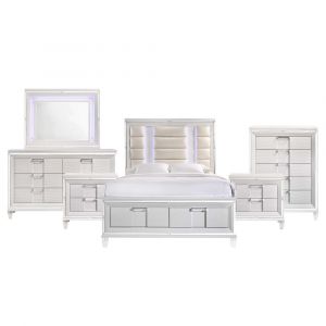 Picket House Furnishings - Charlotte Queen Storage 6PC Bedroom Set in White - TN700QB6PC