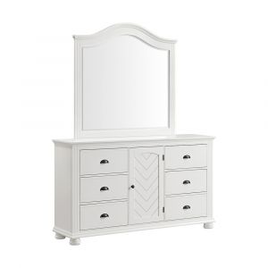 Picket House Furnishings - Conaughey Dresser and Mirror Set in White - B-9340-7-DRMR