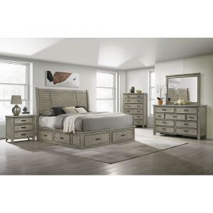 Picket House Furnishings - Damen King Storage 5PC Bedroom Set in Drift Grey - SV300KB5PC