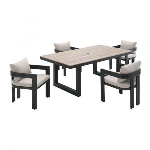 Picket House Furnishings - Del Mar 5PC Patio Dining Set in Black-Table & Four Chairs - O-10910-8-PDS-5PC