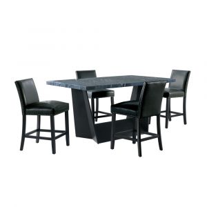 Picket House Furnishings - Dillon 5PC Counter Height Dining Set in Dark - Table & Four Meridian Counter Black Chairs - CDBYC800-100-5PC