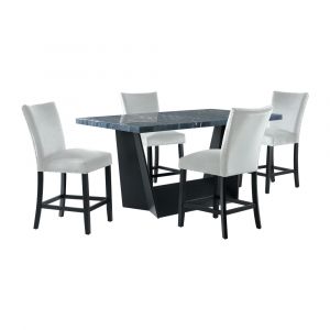 Picket House Furnishings - Dillon 5PC Counter Height Dining Set in Dark - Table & Four Grey Counter Velvet Chairs - CDBYC800-F300-5PC