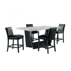 Picket House Furnishings - Dillon 5PC Counter Height Dining Set in White - Table & Four Meridian Counter Black Chairs - CDBYC100-100-5PC