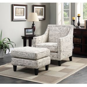 Picket House Furnishings - Emery Chair & Ottoman in French Script - UER6362PC