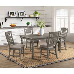Picket House Furnishings - Fairwood 5PC Dining Set in Grey-Table & Four Chairs - D-2730-3-5PC