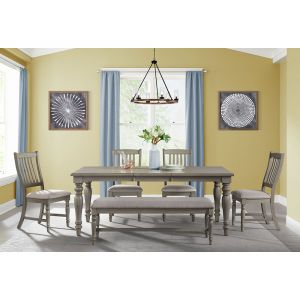 Picket House Furnishings - Fairwood  6PC Dining Set in Grey-Table, Four Chairs & Bench - D-2730-3-6PC