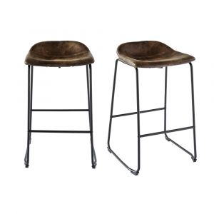 Picket House Furnishings - Galloway Metal Bar Stool in Brown - (Set of 2) - BCZ400BSE
