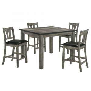 Picket House Furnishings - Grayson 5PC Counter Height Dining Set in Grey-Table & Four Padded Chairs - DNH100CTP5PC