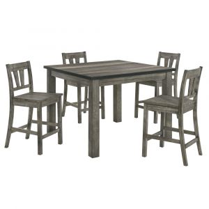 Picket House Furnishings - Grayson 5PC Counter Height Dining Set in Grey- Table & Four Wooden Chairs - DNH100CTW5PC