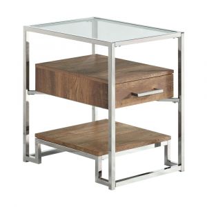 Picket House Furnishings Hampton Rectangle Storage Side Chair Table in Light Walnut/Chrome - CTMX100CETE