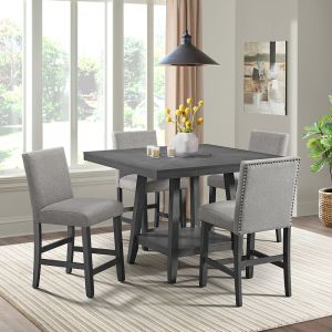 Picket House Furnishings - Hester 5PC Counter Height Dining Set in Grey-Table and Four Chairs - D-7670-3-5PC