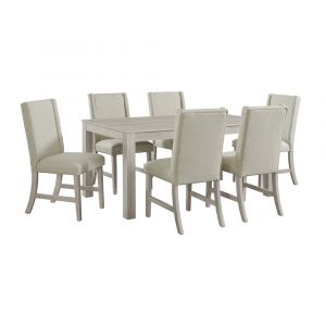 Picket House Furnishings - Holmes 7PC Standard Height Dining Set in White-Rectangular Table and Six Chairs - D-6460-3-DT-7PC