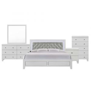 Picket House Furnishings - Icon King Panel 5PC Bedroom Set in White - B.1090.KB5PC